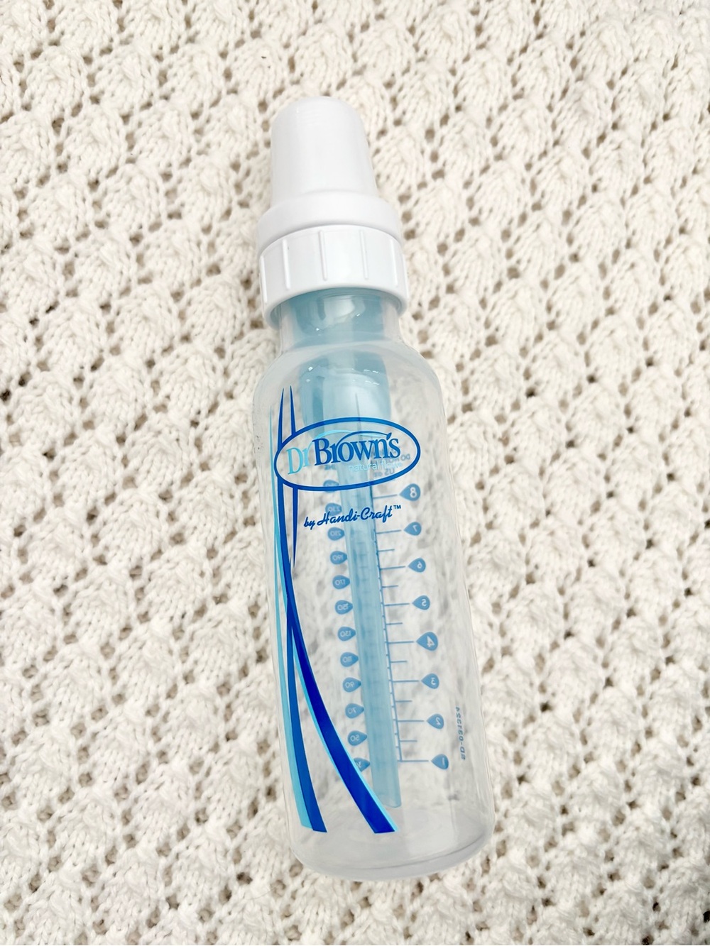 Dr. Brown's Clear Blue Baby Bottle with White Cap 8 oz New